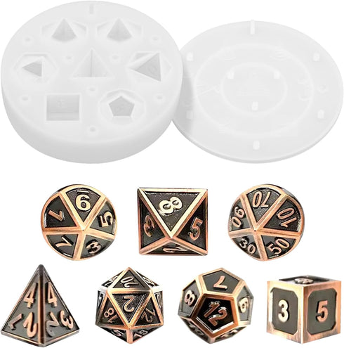 Large Dice Resin Molds DND Silicone Molds - Set of 7 Epoxy Resin Molds for DIY Dice Making in Tabletop Role Playing