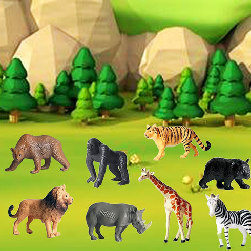 12 Pcs Realistic Mini Safari Zoo Animal Figurines - Plastic Educational Playset for Cake Toppers and Parties