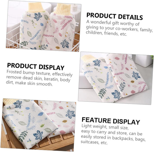 HyKab 2pcs Mud Bathing Gloves Baby Bath Towel Sponge Bath Wipes for Adults Spa Gloves Printed Wash Towels for Bathroom