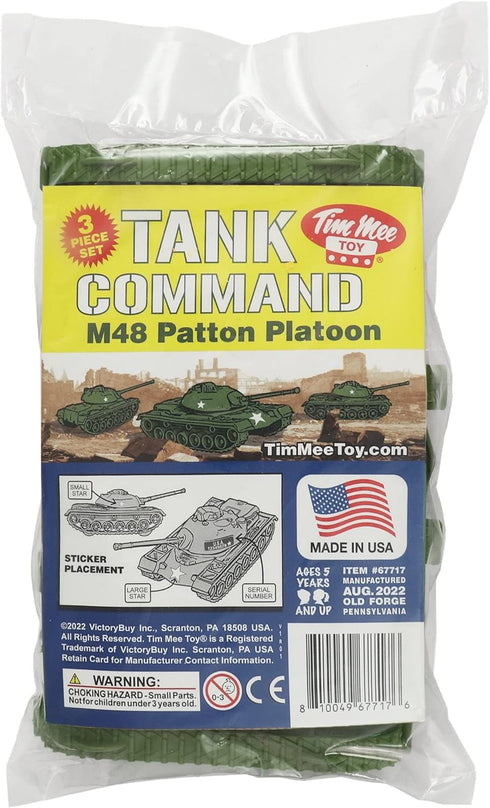 Tim Mee Toy TimMee WW2 3pc Toy Tanks for Plastic Army Men - OD Green - Made in USA