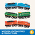 Battat Classic Trains 6Pc Wooden Railroad Set - Magnetic Toy Trains with Engines & Cars for Kids 3 Years +