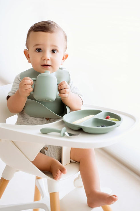 Trompo Set 10 2 2Forks Food-grade Silicone Baby Feeding Pieces | BPA-Free | Includes Plate, Bowl, Sippy cup, Spoons