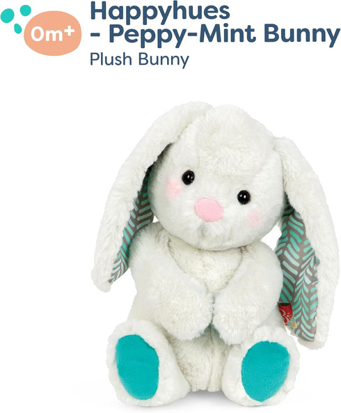 12-Inch 0 B. toys Plush Bunny Soft & Cuddly Plush Rabbit Toy Washable Happy Hues Peppy Mint Bunny Months+
