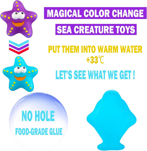 Staroud 9 Packs Color Changing No Hole Bath Toys for Kids Toddlers Baby, Color Change Water Table Toys Sea Creatures