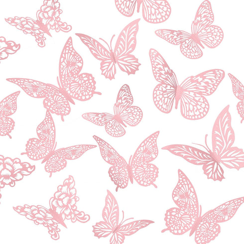 3D Pink Butterfly Wall Decor 3 Sizes 4 Styles Butterfly Party Decorations