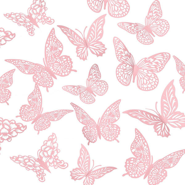 3D Pink Butterfly Wall Decor 3 Sizes 4 Styles Butterfly Party Decorations