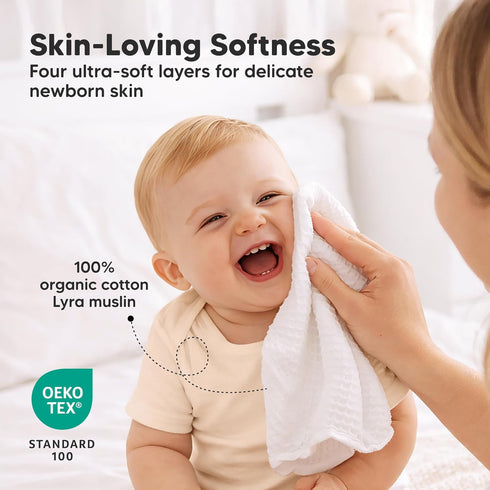 10-Pack 12x12" Muslin Baby Washcloths for Newborn Soft Absorbent Organic Cotton Muslin Wash Cloths for Babies Girl