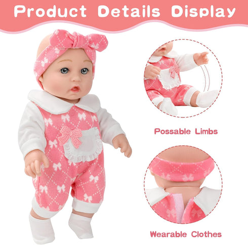 12'' Playset,Pacifier,Feeding 3+ DONTNO Baby Doll in Gift Box with Clothes Accessories Bottle. Gift Idea for Ages