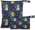 Burbuja Dinosaur Wet Dry Bags for Baby Cloth Diaper 2 Pack, Waterproof Reusable