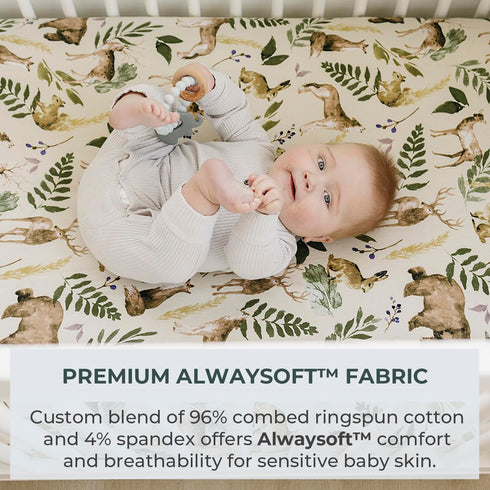 Pobibaby 2 Pack Premium Pack N Play Sheets, Fitted for Standard Pack and Plays, Stylish Woodland Pattern