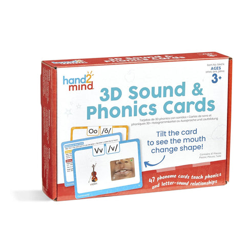 hand2mind 3D Sound and Phonics Cards, Phonemic Awareness Flash Cards for Kindergarten, Speech Therapy Toys