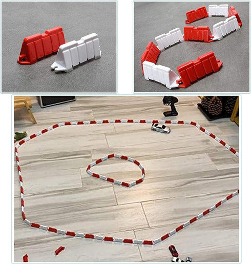 Hobby Fans 120 Pieces RC Car Racing Track Drift Field Fence for Mini RC Cars 1/14 1/16 1/18 1/24 1/28 (Red+White)