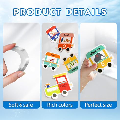 32 3 4 5 6 iPlay, iLearn Bath Toy Organizer W/Foam Letters, Toddler Bathtub Toy W/Storage Net, Floating Alphabet Train