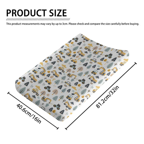 KuphiL10C Girls-16x32 Cartoon Car Transportation Construction Truck Trees Baby Changing Pad Cover,Unisex Car Nursery