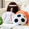 Fluffy Stuffed Sports Throw Pillows, 4 Pcs Soccer Ball, Basketball, Baseball, Football Plush Toy Cushions