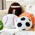 Fluffy Stuffed Sports Throw Pillows, 4 Pcs Soccer Ball, Basketball, Baseball, Football Plush Toy Cushions