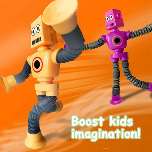 Pop Tubes Robot Fidget Toys 12 Packs Telescopic Suction Cup Stretchy Toys for Kids