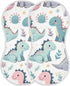 FLildon Muslin Burp Cloth for Baby 2PCS Cute Little Dinosaurs Super Absorbent Burping