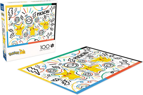 Buffalo Games 100 Piece Jigsaw Puzzle - Doodle Pikachu - Perfect for Game Nights - Finished Size 15.00 x 11.00