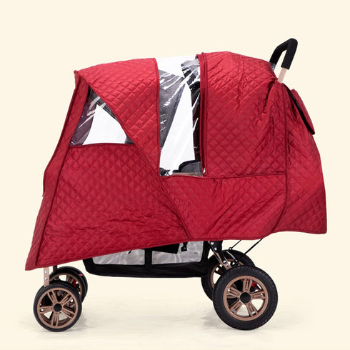 WYI Double Stroller Winter Rain Cover,Winter Cover for Double Tandem Stroller,Big Size Universal Rain and Wind Cover