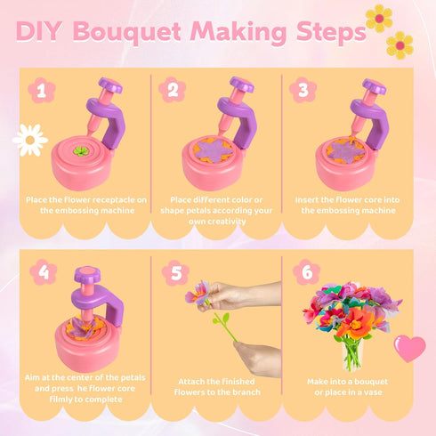 Cretargio Set, 3-12, 3 4 5 6 7 8 9 10+ Fabric Bouquet Toys Include Extra Accessories Arts and Crafts for Kids Ages DIY