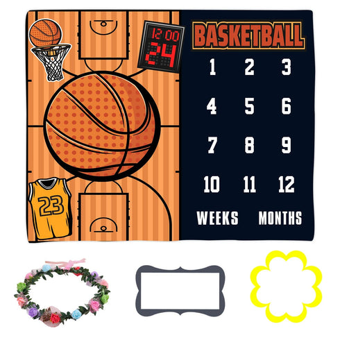 Personalized Holiday Baby Age Blanket, Basketball Jersey Photography Prop for Newborns, 47"x40" BTLSLY134