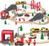 Giant Bean 72PCS Wooden Train Tracks & Trains, Gift Packed Railway Kits for Kids, Toddler Boys and Girls 3 Years+