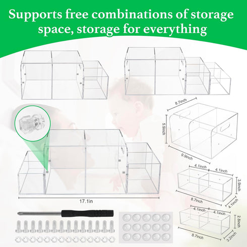 Acrylic Diaper Organizer, Changing Table Organizer, Removable Side Bins Baby Diaper Caddy for Essentials