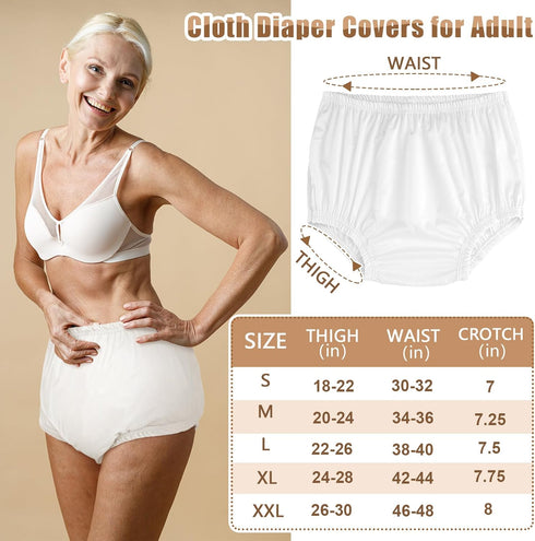 Velmitten 3 Pcs Cloth Diaper Covers for Adult Incontinence Cover Noiseless Leak-Protection Underwear Washable Reusable