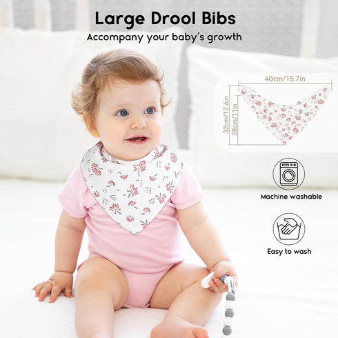 10 Pack 100% 6-Layer Yoofoss Muslin Baby Bibs Organic Cotton Soft Absorbent Drool Bandana Baby Bibs for Drooling