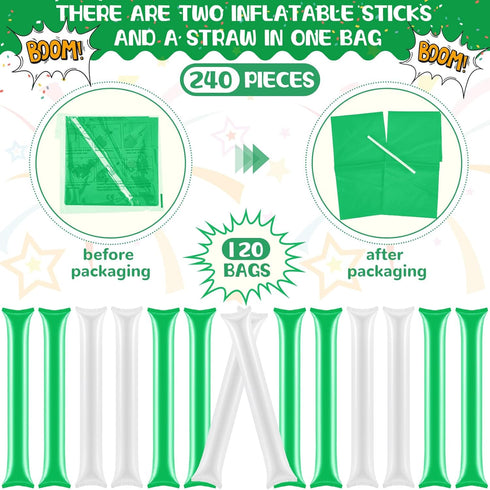 240 Junkin Pieces Thunder Sticks Cheering Cheerleading Accessories Team Spirit Boom Sticks Noise Makers Inflatable