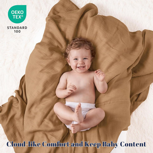4 Pack 47x 47 Inches, PHF Muslin Swaddle Blankets for Newborn, Organic Soft Breathable Receiving Blankets, Large