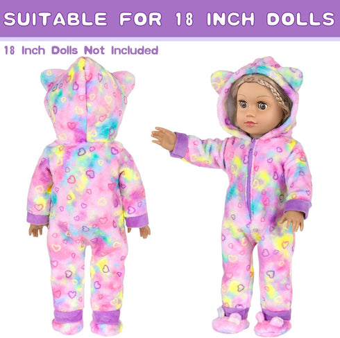 18" Set 18 Inch American Doll Clothes and Sleep Bag Accessories,Sleepover Outfit Fits Dolls Include Rainbow