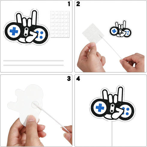 31 Piece Video Game Happy Birthday Cupcake Toppers, Gaming Theme Party Decorations for Kids