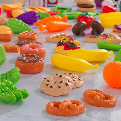 115-Piece Set, 3+ KidKraft Deluxe Tasty Treats Pretend Play Food Plastic Grocery and Pantry Items, Gift for Ages