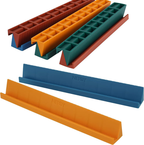 NiToy Silicone Domino Racks Set of 8, 10"x1.18"x1.18" Dominoes Holders/Trays 3 Tilt Options