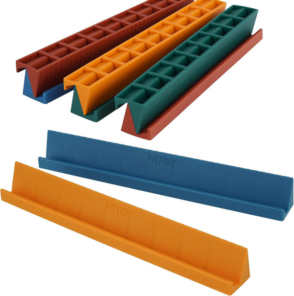 NiToy Silicone Domino Racks Set of 8, 10"x1.18"x1.18" Dominoes Holders/Trays 3 Tilt Options