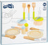 15 Playset- Set 2+, (11098) small foot wooden toys- Premium Piece Kitchen Cooking and Dining Includes Pots, Plates