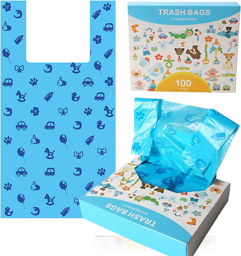 Disposable Diaper Bags with Easy-Tie Tabs, 200 Count Degradable Diaper Trash Bags