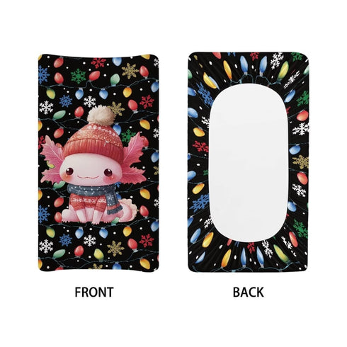 32''x16'' Christmas Changing Pad Cover for Baby Boys Girls, Axolotl Diaper Changing Table Covers Black Changing Table