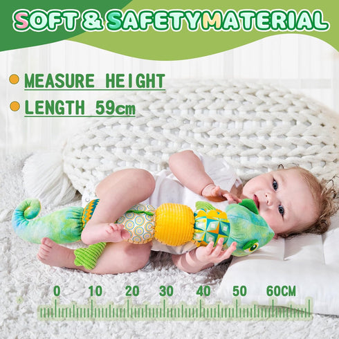 Baby toys 0-6 months, Baby Musical Toys, Infant Toys Stuffed Animal Toys with Rattles, Crinkle, Bell, Baby Teething Toys for Tummy Time Newborn Sensory Boys Girls 0 3 6 12 Months (Green Chameleon)