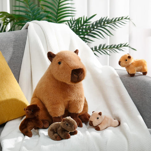 Hollowfly 5 Mommy 4 Pcs Capybara Stuffed Animals Capybara Plush Gift for Stuffed Kids with Cute Babies Inside Soft