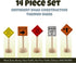 Toy Wooden Road Construction Traffic Sign Set; Street Signs for Small Toy Cars and Diecast Vehicles
