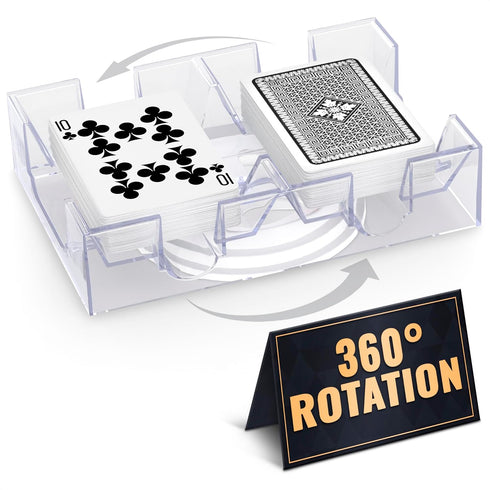 Playing Cards Holder Rotating 360 Compact Plastic Playing Card Tray for Easy