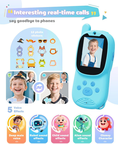 Eveedo Kids,2 Pack 3-12,Portable 4 5 6 7 8 9 Video walkie talkies for Rechargeable Kids Walkie Talkies can Send