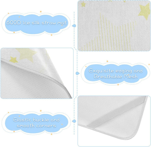 SyXIOP 28" 52" Yellow White Stars Cooling Baby Crib Mattress Sheets x Washable Bed Pads Disposable for Baby&Toddler