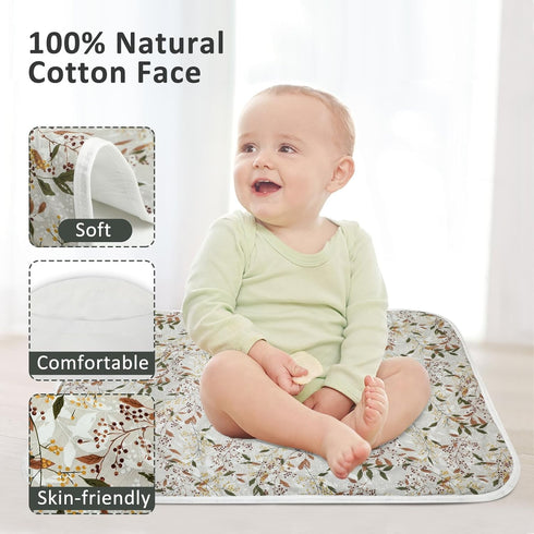 21 5/8" 31.5" Mat(Leaf1PCS) Baby Diaper Changing Pad, x Waterproof Changing Pad Liners - Reusable Soft and Absorbent