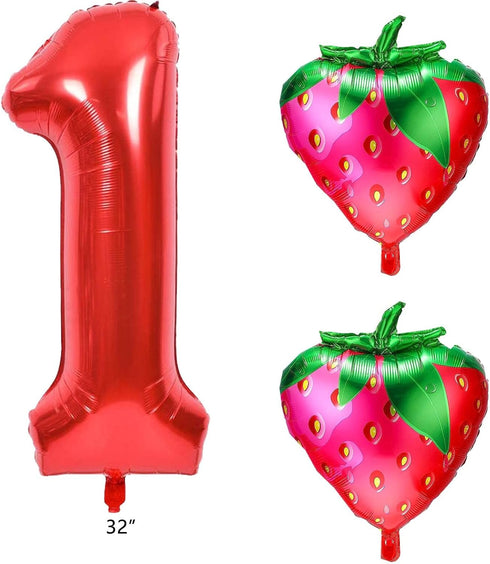 Gankbite 1st Strawberry One Birthday Decoration Girl Berry Birthday High Chair Garland Pink Red Balloon Paper Tassel