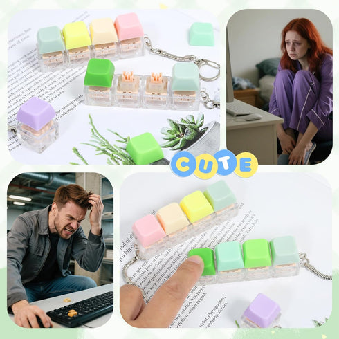 Lohoee 3Pcs Keyboard Fidget Toys- Silent Fidget Keyboard Clicker Keyboard Button Quiet Fidget Keychain Decompression