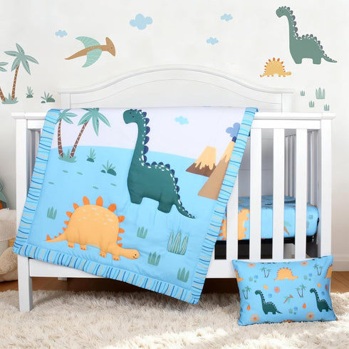Set Boys-3 Sets Set UOMNY Crib Bedding for Piece Dinosaur Baby Boys Crib Bedding with Baby Comforter Crib Sheet